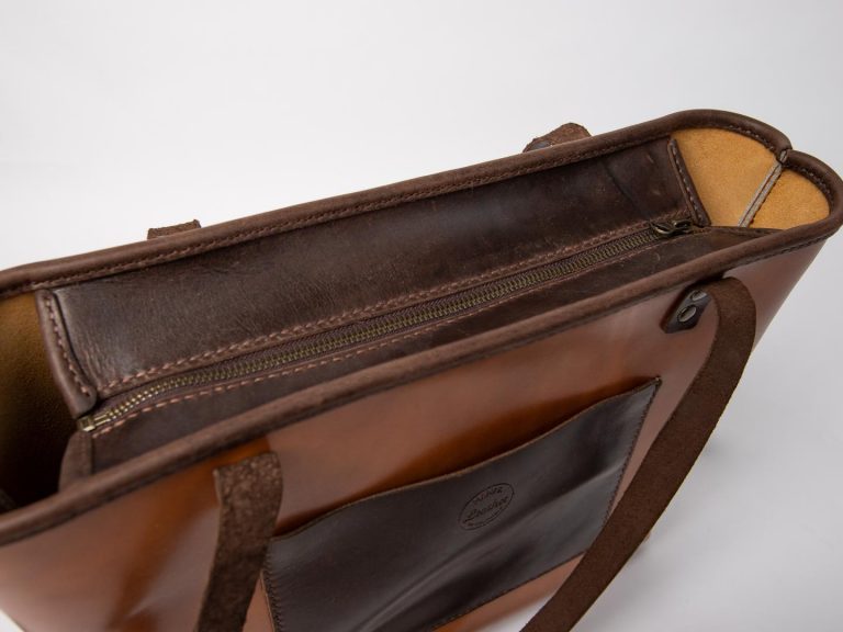 Leather tote bag zip top IMG_2913